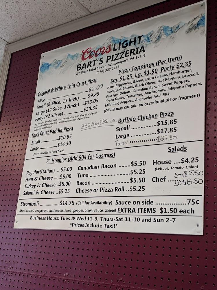Bart's Pizzeria Menu image 3