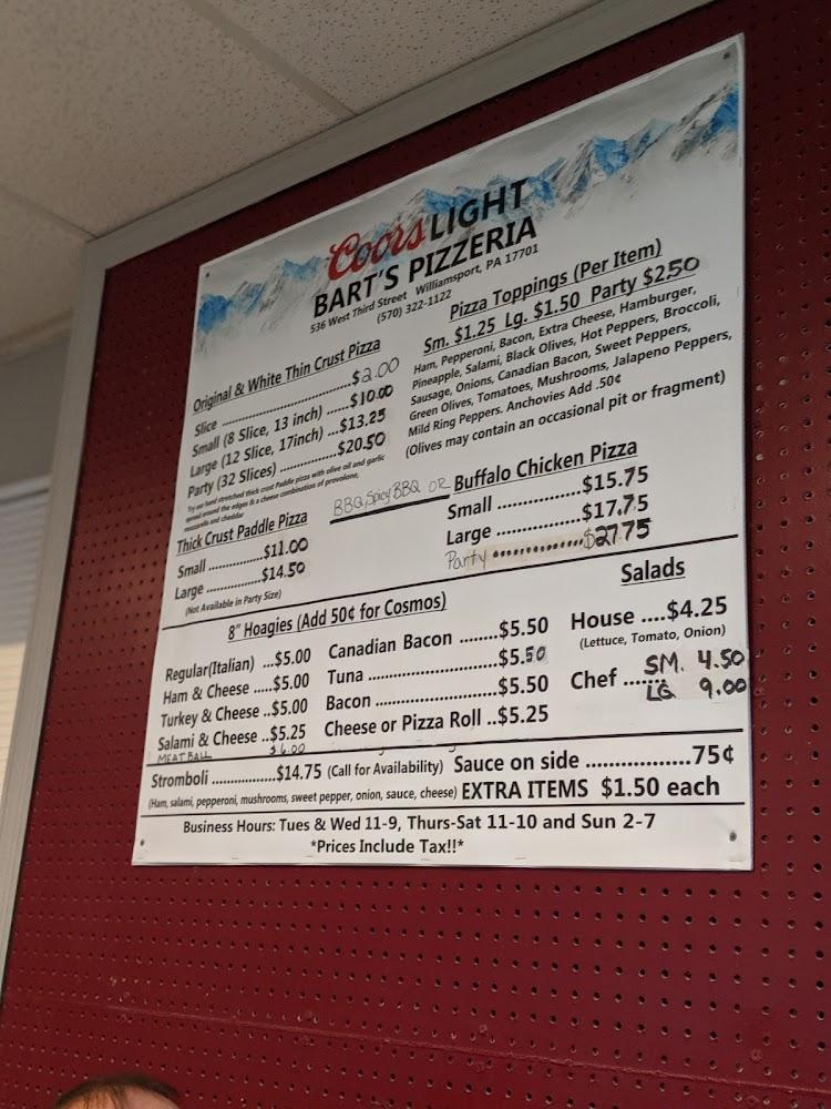 Bart's Pizzeria Menu image 4